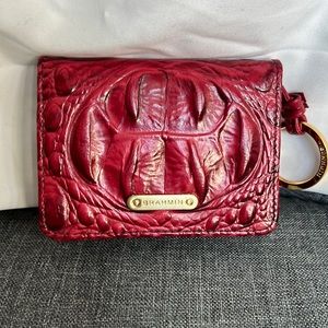Brahmin card case wallet key chain red NWOT